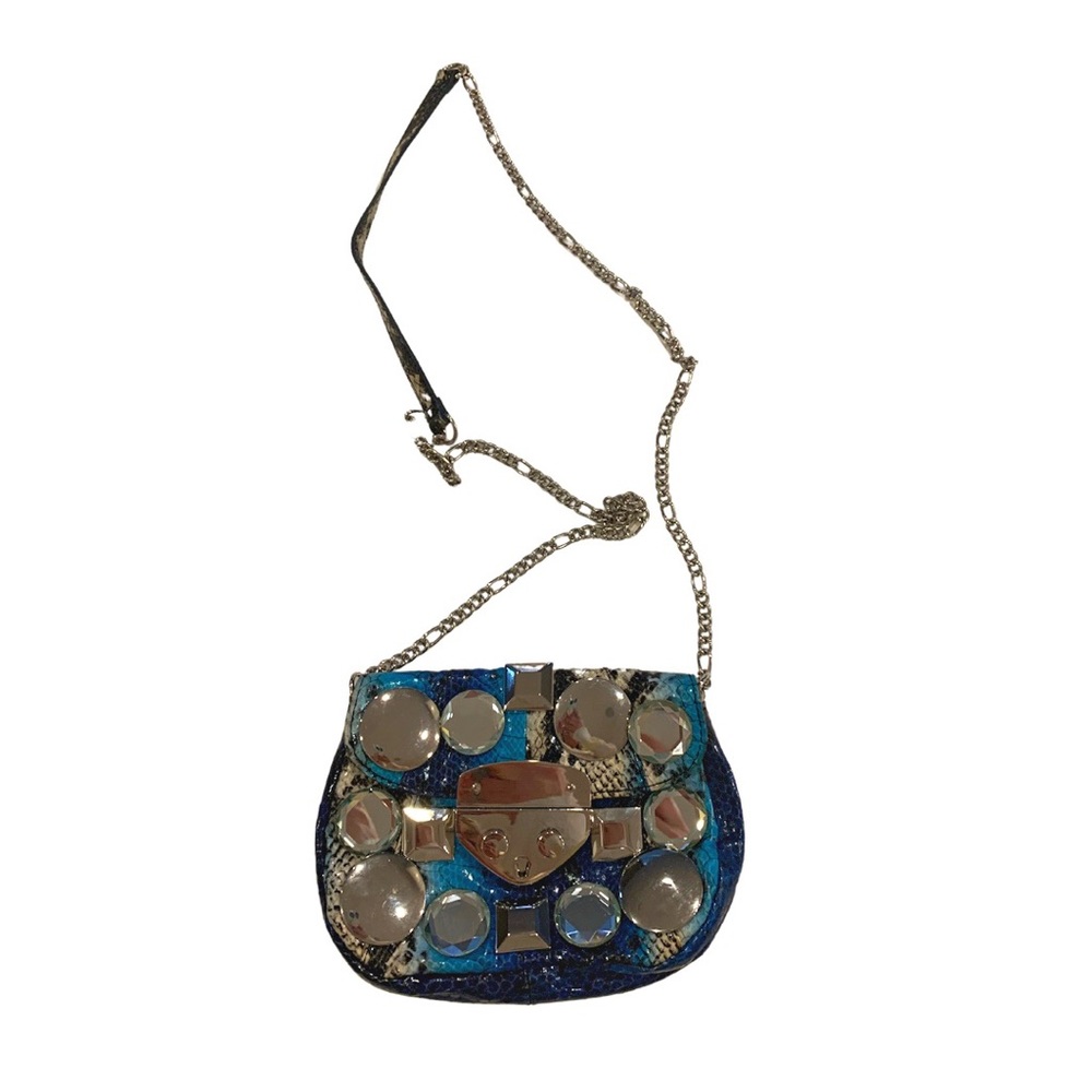 White House Black Market Gem & Studded Faux Snakeskin Bag